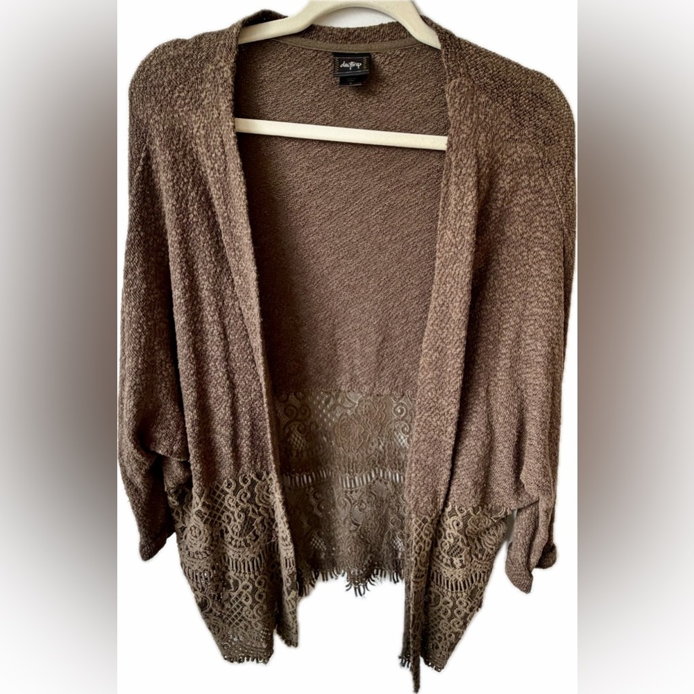 Daytrip Chocolate Lace-Trim Cardigan